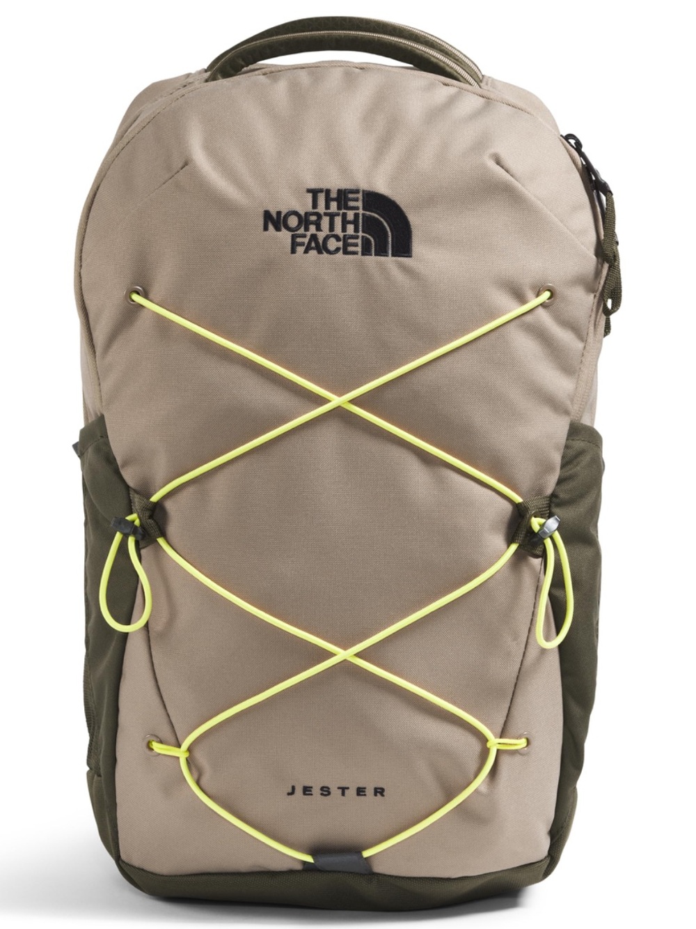 The North Face Jester Backpack in Taupe, Olive & Neon Yellow Cord